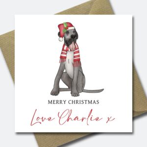 Personalised Black Great Dane Christmas Card - Personalised dog Christmas card - Christmas card from the dog - Doggy Mum Dad Xmas Card